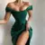 Townlike Stretch Satin Elegant Dress Women High Split Deep V Neck Sexy Party Dress 4