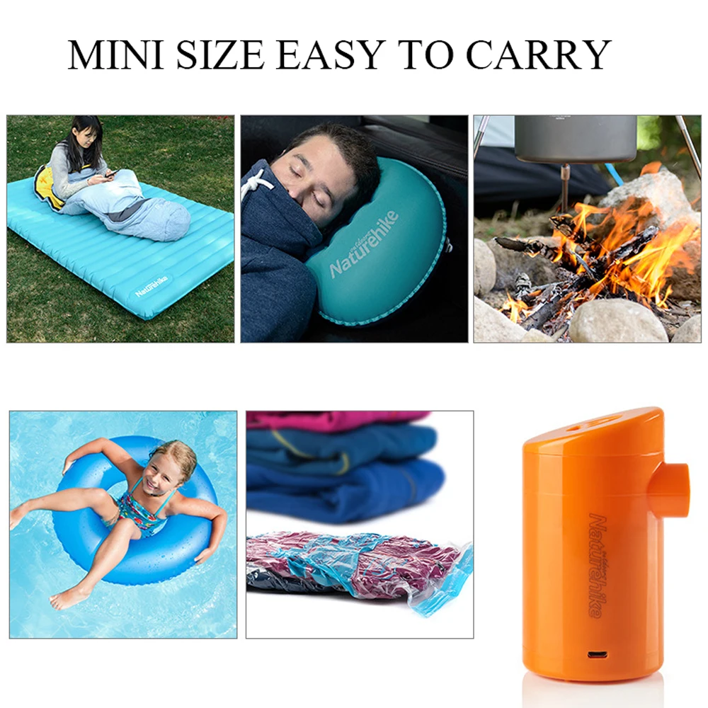 

New Naturehike Electric Inflatable Pump Heat-resistant Mini Pump for Camping Mat Camping Moisture-proof Mattress & Travel Pillow