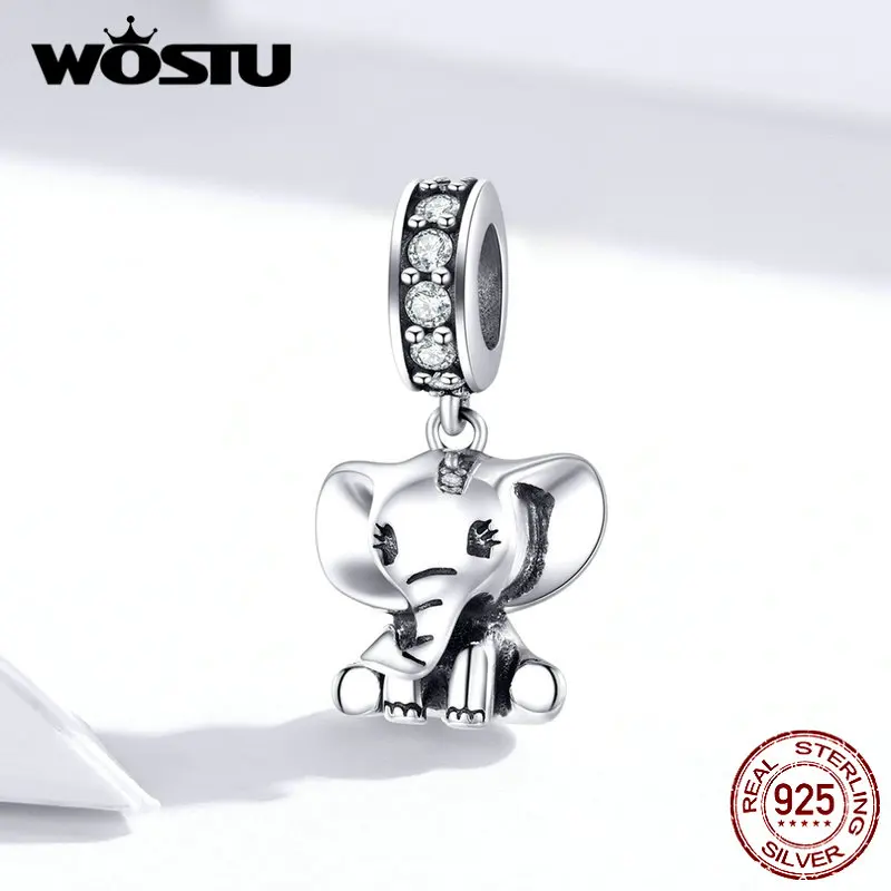 WOSTU Новое поступление бусины-слоны из стерлингового серебра 925 пробы
