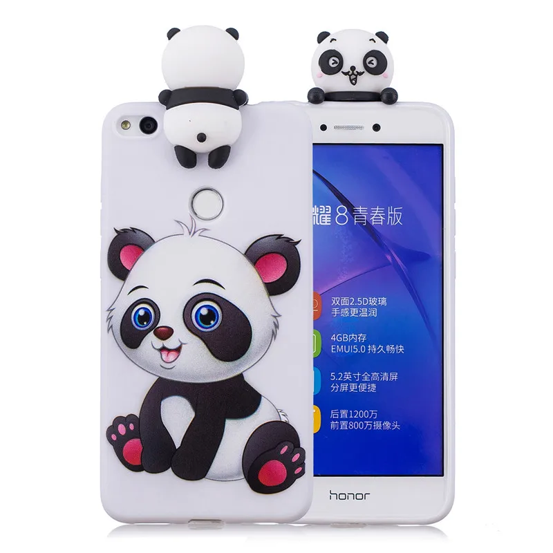 3D Мягкий Силиконовый ТПУ чехол для Huawei Honor 8 Lite милые панды Сова Единорог