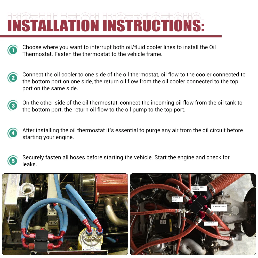 PQY-Oil Filter Sandwich Adaptor With In-Line Oil Thermostat AN10 fitting Sandwich Adapter PQY5672BK