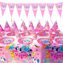 

20People Little Pony Birthday Party Decorations Disposable Tableware Set Baby Shower Cup Plate Balloon Set Party Supplies