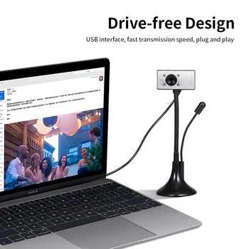 

USB Webcam Drive-free Web Camera with Microphone Light Supplement Lamp for Desktop Computer Laptop Plug and Play