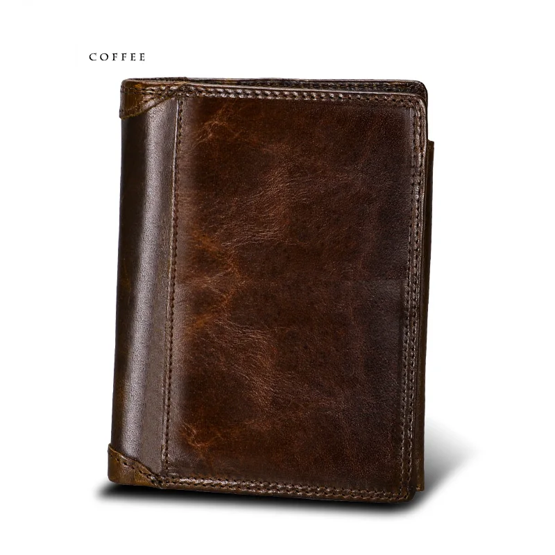  Vintage Designer 100% Genuine Carteiras Masculinas Cowhide Leather Men Short Wallet Purse Card Hold