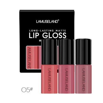 

3 Pcs Matte Lipstick Lip Gloss Set Long Lasting Waterproof Non-Stick Cup Liquid Lipstick Kit Makeup Pomade Maquiagem