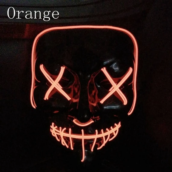 Светодиодный светящиеся маски для Хэллоуина, маска ужаса, светильник El Wire up для фестиваля, костюмированной вечеринки, забавные Вечерние Маски для праздников - Цвет: Orange