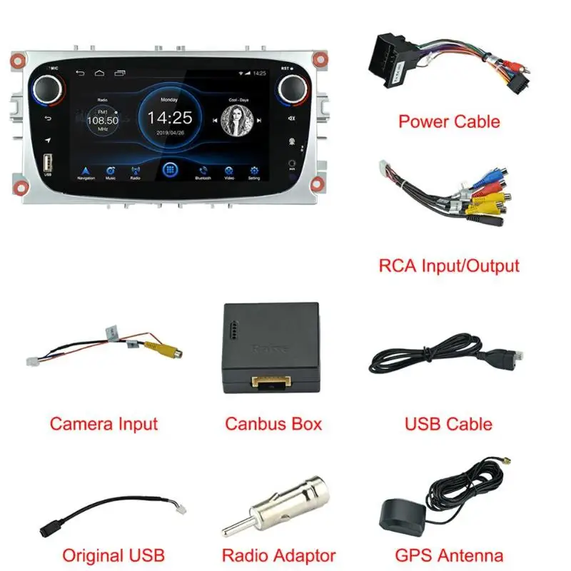 7 дюймов Android 8,1 2+ 32G Автомобильная Стереосистема радио, Bluetooth, gps Navi USB MP5 плеер gps WI-FI Bluetooth FM Авто Аудио плеер стерео