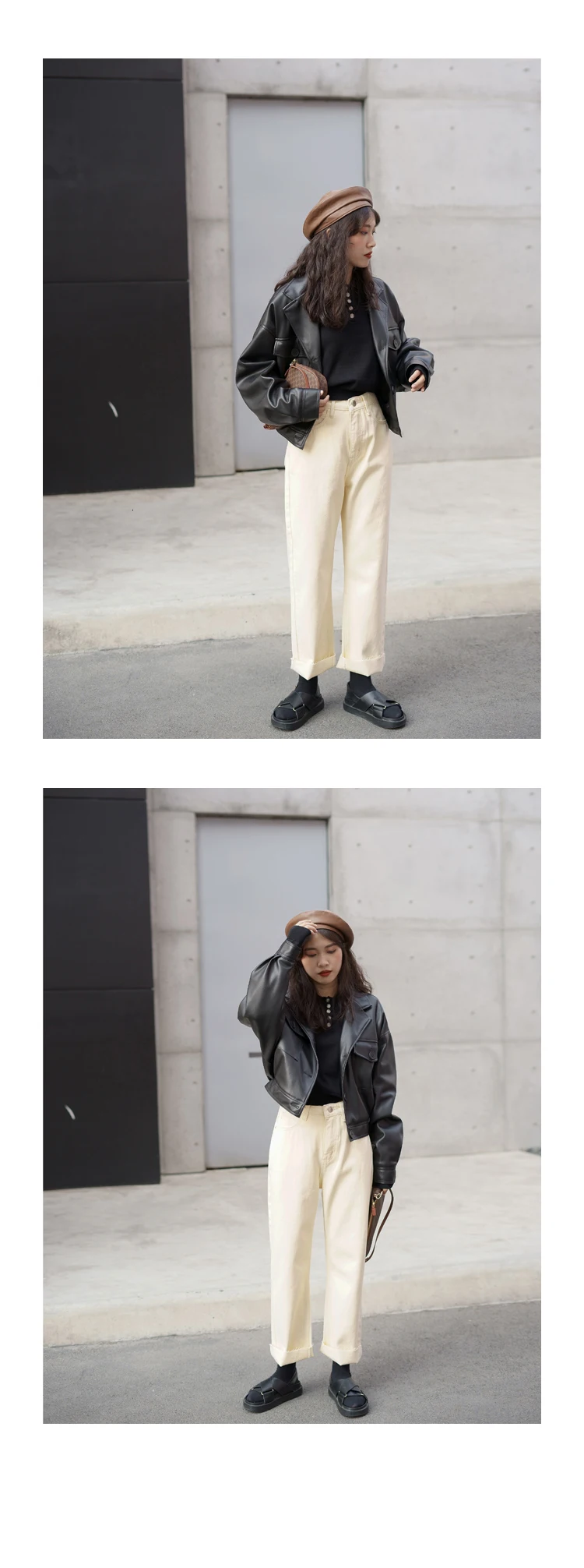 LANMREM New Autumn And Winter Coat Loose Korean Version Of The Solid Color Jacket Top Short Thick PU Leather Women 19B-a263