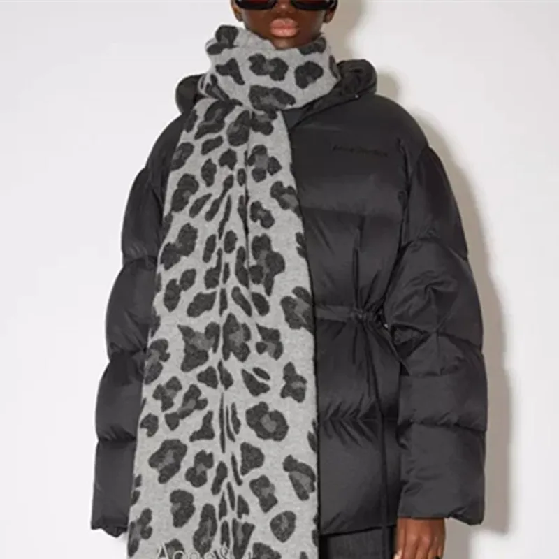 Autumn Winter 2021 New Fashion Warm Scarf Women and Men Letter Embroidery Leopard Print Large Shawl for Unisex | Аксессуары для