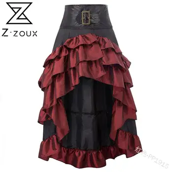 

Z-ZOUX Women Skirt Multi layer Ruffle High Waist Skirt Irregular Hem Asymmetry Skirts Retro Long Ladies Skirts Autumn Winter New