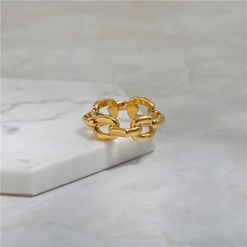

Peri'sBox Gold Silver Color Multi Link Irregular Rings Chunky Chain Geometric Rings for Women Minimalist Rings 2019 New Jewelry