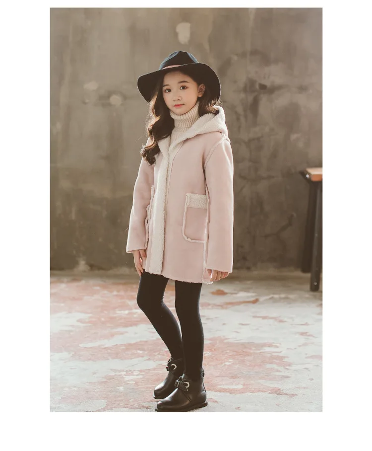 children's winter jacket new Korean suede girl windbreaker long children's coat