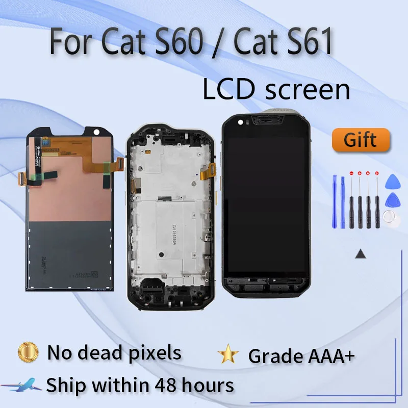 Для кошки S61 ЖК-дисплей сенсорный экран в сборе с передним чехол Сенсорное стекло