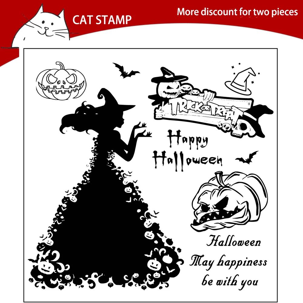 

Halloween Witch Clear Stamps For Scrapbooking Card Making Photo Album Silicone Stamp DIY Decorative Crafts