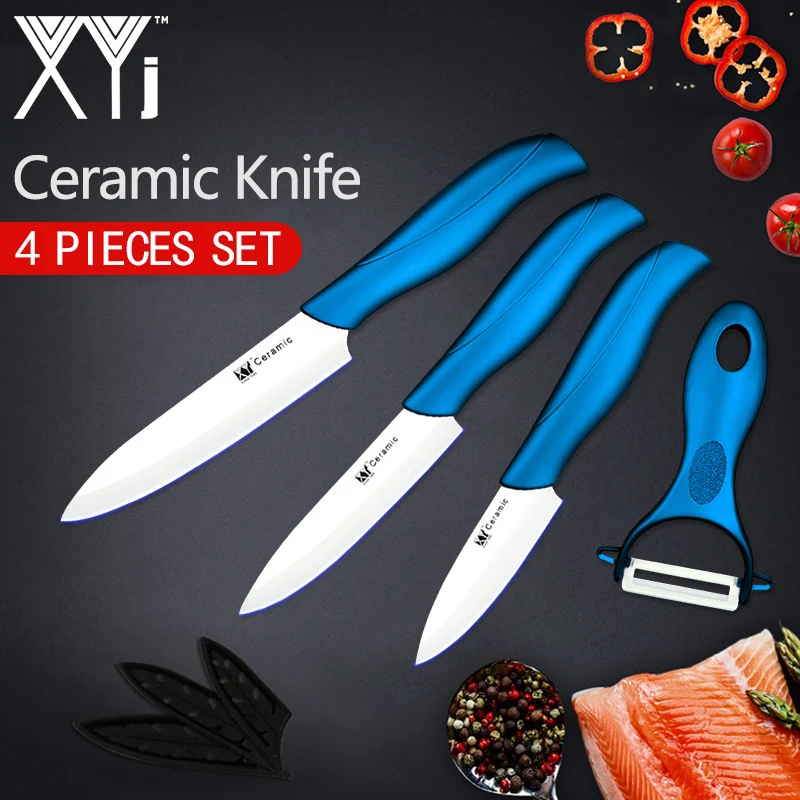 Light Blue XYj керамический кухонный нож набор кухонных ножей набор инструментов " 4" " дюймов+ Овощечистка с белым лезвием многоцветные фруктовые Vege кухонные инструменты - Цвет: Light Blue