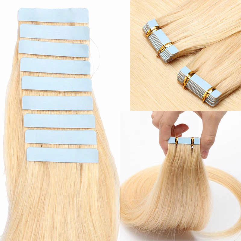 SEGO 12" -24" Straight Tape In Human Hair Extensions Non-remy On Adhesive Invisible PU Skin Seamless Weft Hair Extension