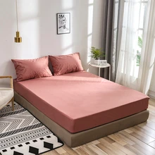 1pc Waterproof Solid Color Mattress Cover Stain Resistant Washable Bedspread Fitted Sheet Mattress Protective Cover