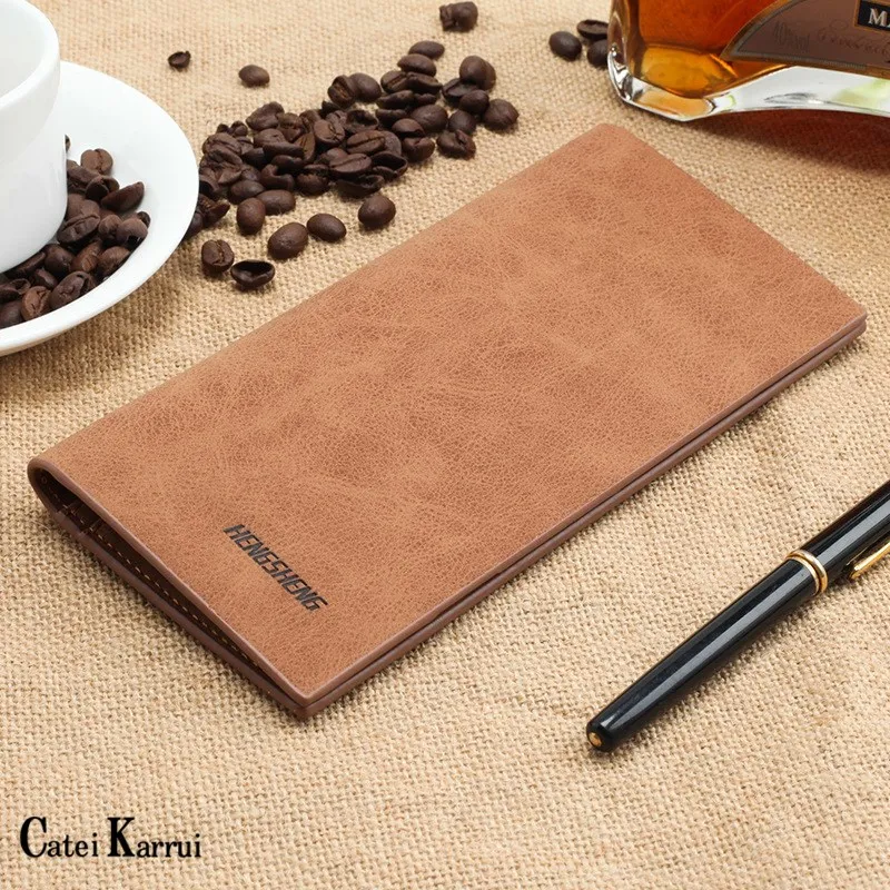 

Catei Karrui wallet long ultra-thin section retro matte youth soft leather clip men's personality fashion student ticket holder