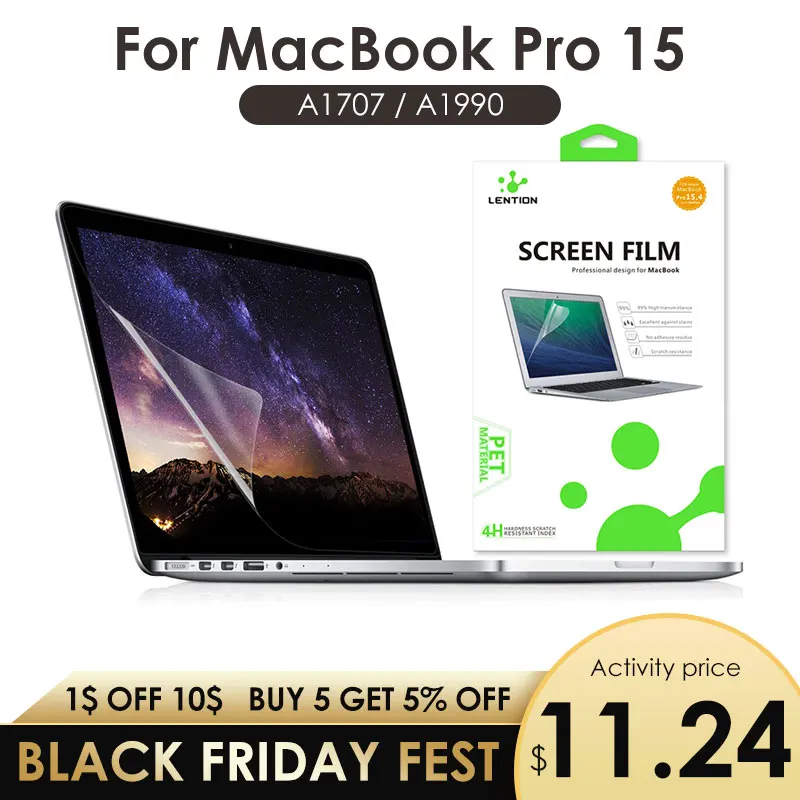 Защита экрана для MacBook Pro 15 дюймов 2019 модель A1707/A1990 HD пленка с гидрофобным