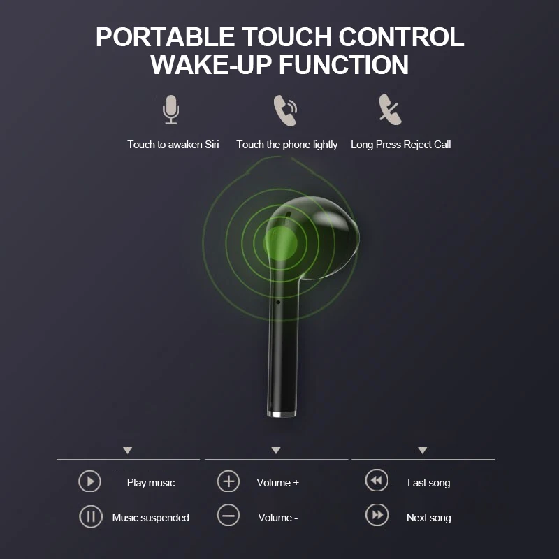 Newsmine X6 True Wireless Bluetooth 5.0 Earphone Black Portable Sports Touch Control Earbuds Support Separate Connections