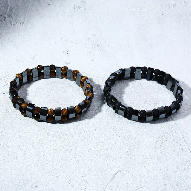 Double Hematite Tiger's Eye Bracelets Men - Image 3