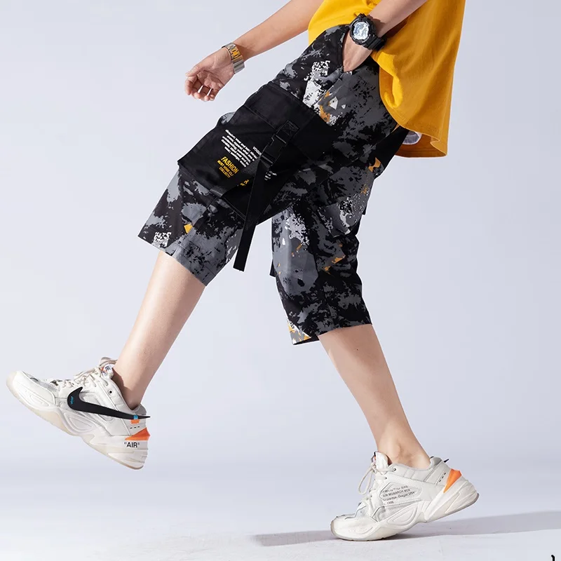 Мужские шорты с несколькими карманами в стиле хип-хоп, свободные, камуфляжные, плюс короткие штаны, повседневные, хлопковые, модные, карго, Короткие штаны s для мужчин