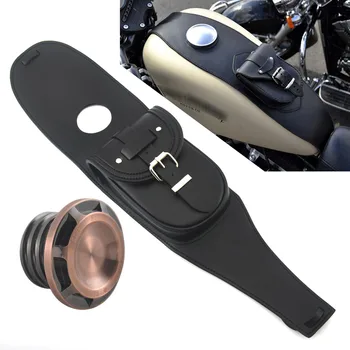 

Motorcycle Black Tank Panel Bag Aluminum Fuel Gas Cap Oil Tank Cover Copper For Harley Sportster 1200 833 48