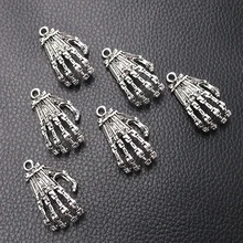 

5pcs Silver Plated 3D Mechanical Palm Charm Punk Necklace Earrings Pendant DIY Metal Jewelry Handicraft Making 37*20mm A2243