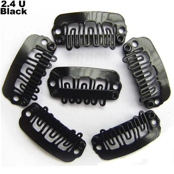 

100pcs 24mm Hair Extension Clips Snap Metal Clips With Silicone Back For Clip in Human Hair Extensions Wig Comb Clips