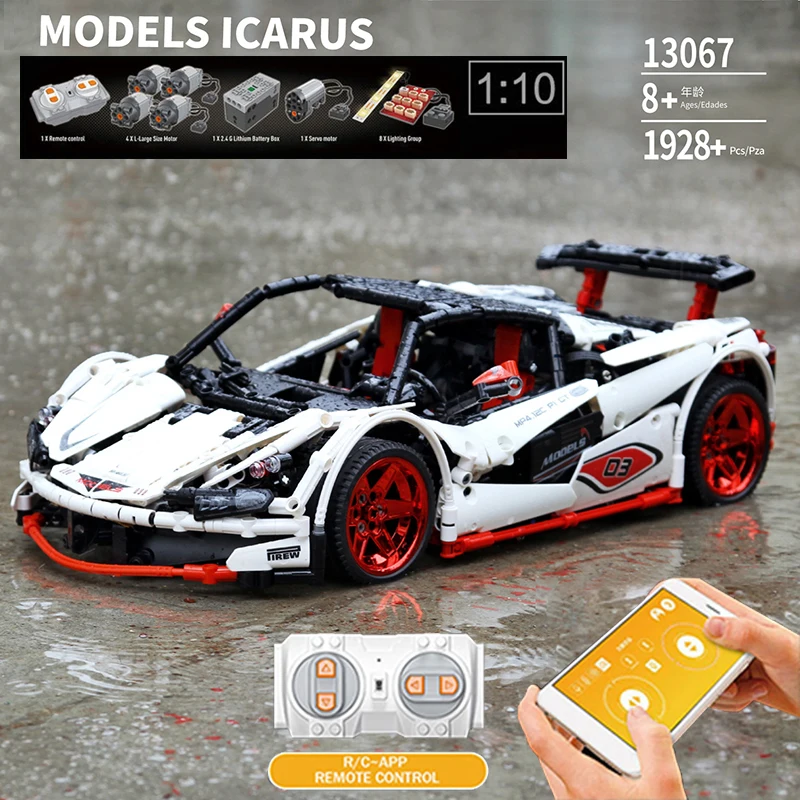 

For LEGOing Technic Vehicle Icarus Racing Car Block Set App RC Dual Mode 1928pcs Control Sport-Car Compatible LEGOing Technic