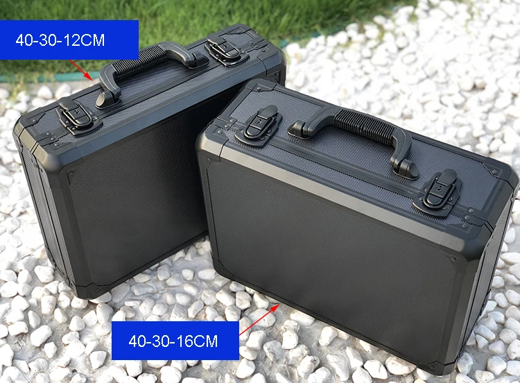 Черный алюминиевый сплав ручной ящик инструментов внешняя коробка инструмента и оборудования с прямоугольная губка контейнер для проб случае