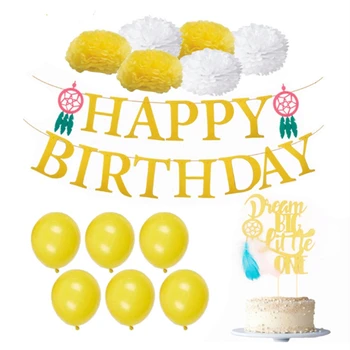 

Party Decorations Paper Flower Ball Dreamcatcher Balloons Cake Insert Card Set Happy Birthday Baby Shower Wedding Decoration Diy