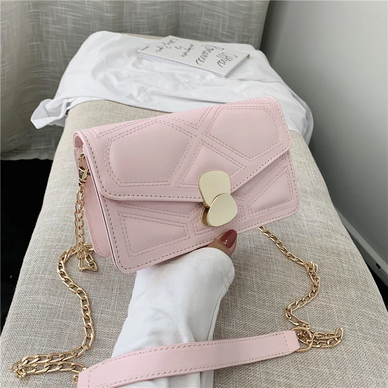 

Geometric pattern small square bag female 2019 new fashion Korean version of Joker summer western style chain messenger bag