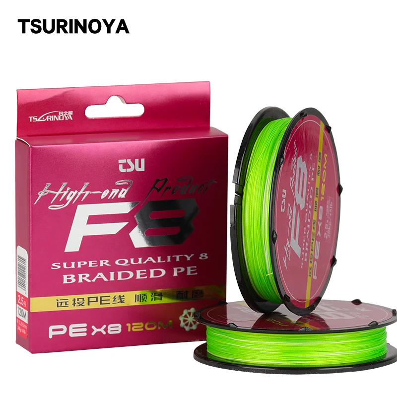 Новая плетеная рыболовная леска TSURINOYA F8 8 120 м 11 45LB мультифиламентная