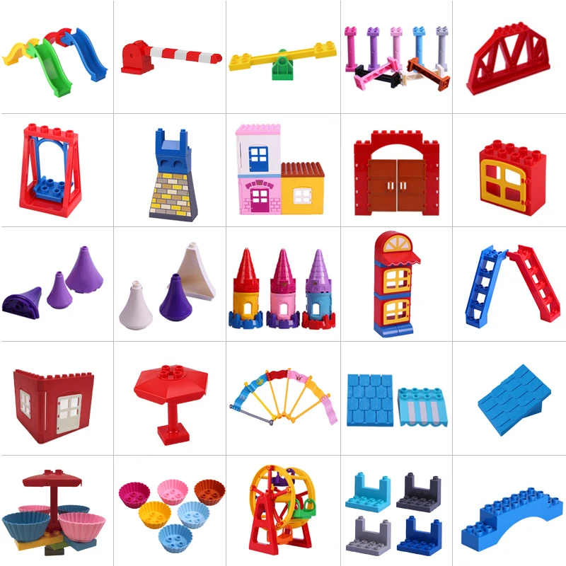 

New Duplo house Bricks Big Particles Building Blocks Accessory Gift Toys Playmobil figures Compatible with Legoly Duplo animals