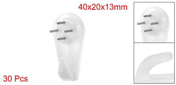 40x20mm 30 Pcs Uxcell 20-100 шт. Hardwall Вешалка 13/22/30lbs для аппаратные средства крепежи крючки настенное крепление немаркий крюк фото-подвески для картинных рам - Цвет: 40x20mm 30 Pcs