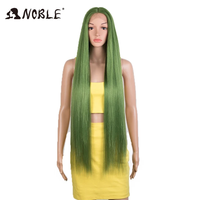 Noble Lace Wigs For Black Women Straight Wig Synthetic Lace Wig 38 Inch Ombre Blonde Lace Wig  Cosplay Synthetic Lace Wig QT GREEN14