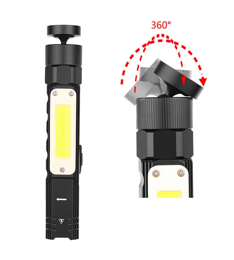 1000LM светодиодный фонарик ультра яркий водонепроницаемый COB свет заряжаемый через интерфейс USB фонарь с магнитом на хвостовой части рабочий свет 90 градусов поворот
