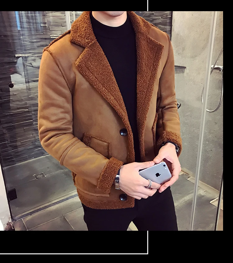 Men Jacket Warm Thicken Waterproof Outwear Casual Slim Fit Korean Jacket Deri Ceket Coats Mens Fur Collar Winter Bomber Homme