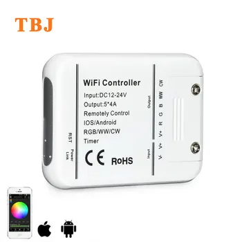 

DC12-24V 4A*5CH RGB/WW/CW LED WIFI Controller IOS Android Smart Link Timer Music Control RGB Controller for strip light