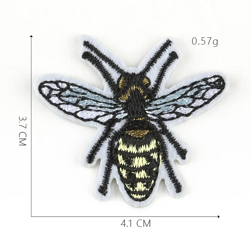 Мультяшные нашивки пчела для одежды, сделай сам, полосы, железные вставки, Аппликации, наклейки для одежды, животные, значки с вышивкой@ E - Цвет: 1-PCS-E-287
