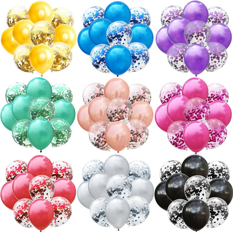 10pcs/lot Glitter Confetti Latex Balloons Romantic Wedding Decoration Baby Shower Birthday Party Decor Clear Air | Дом и сад