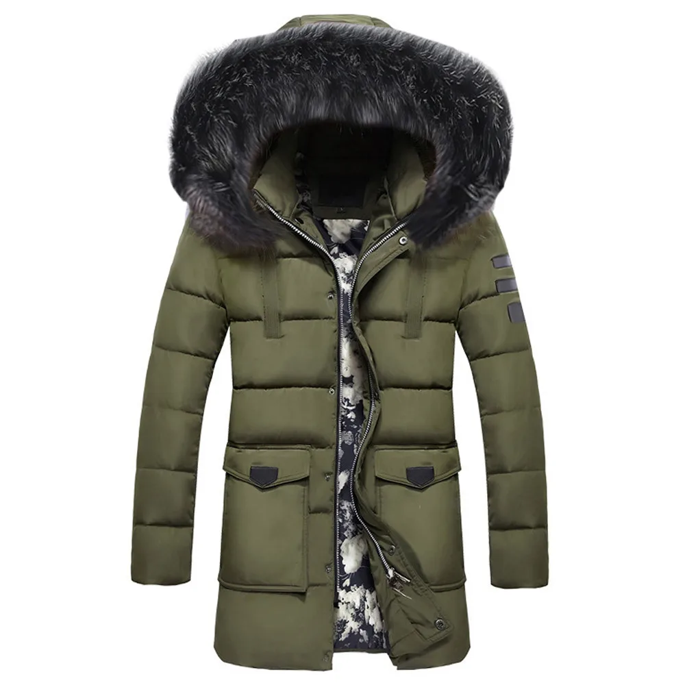 

Men's Winter Medium Length Zipper Thickened Hat Removable Cotton Outwear Coat bigfurcollar Coat coatformen Collar Cotton