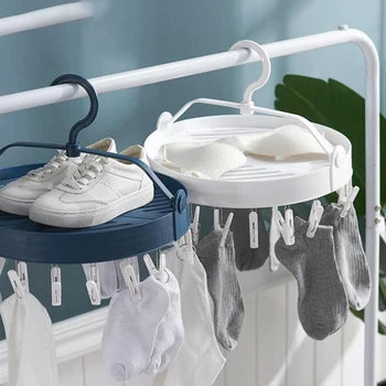 

Folding Drying Rack Underwear Socks Shoes Clip Multi-functional Clothes Rack Plastic Portable Cloth Drying Rack Clothespin