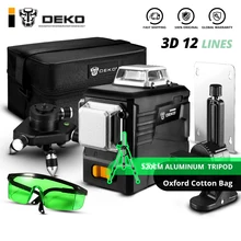 DEKO DKLL12PB2 SET2 12 линий 3D зеленый лазерный уровень Горизонтальные и вертикальные поперечные линии с автоматическим самонивелированием
