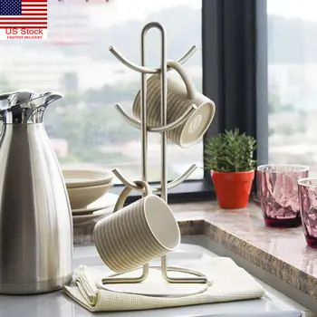 

New Mug Tree Cup Rack Holder Coffee Stand Storage Kitchen Organizer Tea Metal US