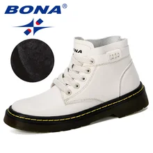 BONA, новые дизайнерские зимние мальчики Ботинки, детская обувь, детские кроссовки модные кожаные ботинки с плюшевой подкладкой Ботильоны на плоской подошве Мода