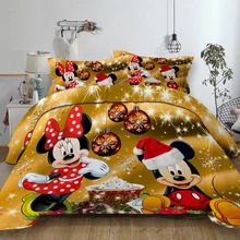 Рождественские комплекты постельного белья с Микки и Минни, Комплект постельного белья с королевой и королевой, Комплект постельного белья с Микки-Маусом, домашний текстиль, Подарочный пододеяльник для взрослых и детей