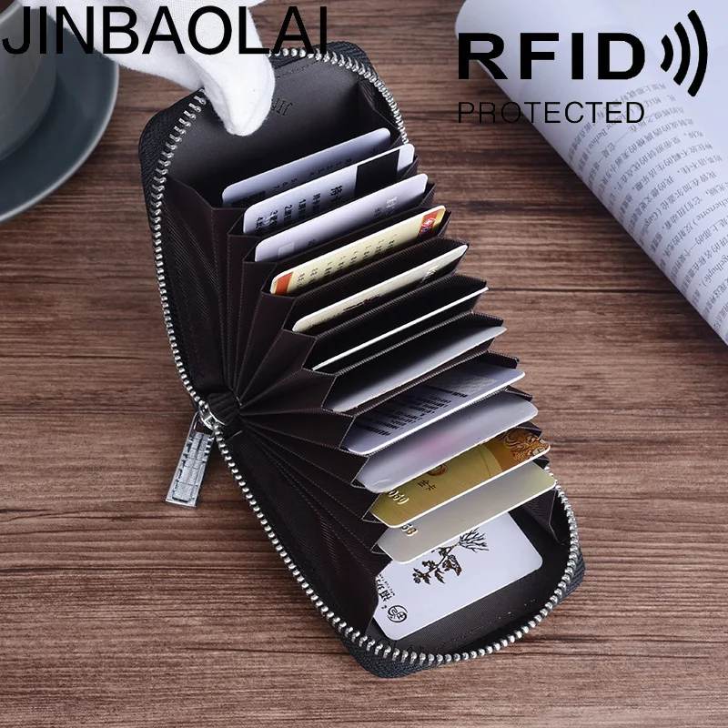 Jinbaolai карбоновый RFID Бумажник для Органа антимагнитных карт бит больше держатель для карт чехол для кредитной карты кошелек