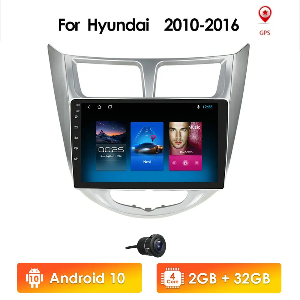 2 din Android 10 car DVD player for Hyundai Solaris accent Verna 2010-2016 radio recorder Gps WIFI usb DAB+ no 2din dvd 4G OBD2